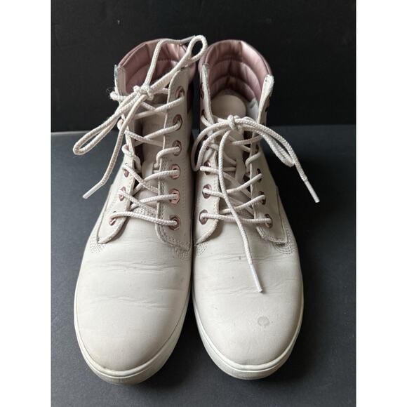 Timberland Dausette Boots 7.5 Women Pink Sneaker Shoes Nubuck Leather High Top - Picture 4 of 10